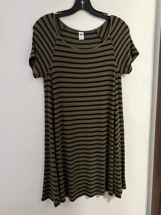 Old Navy Dresses & Skirts - Old Navy Olive and Black Striped Ribbed Tee Dress
